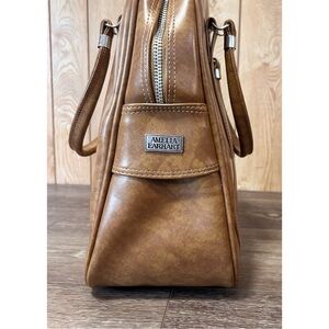 Vtg AMELIA EARHART Brown Overnight Bag Carry on Weekend Travel Tote Luggage